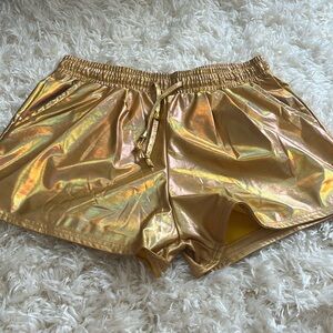 gold metallic shorts